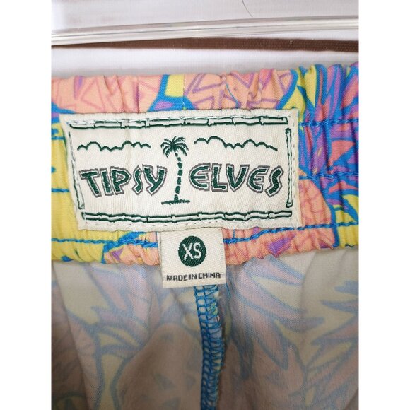 Tipsy Elves Womens XS‎ Pineapple Print Yellow Athletic Shorts With Drawstring - Picture 2 of 8